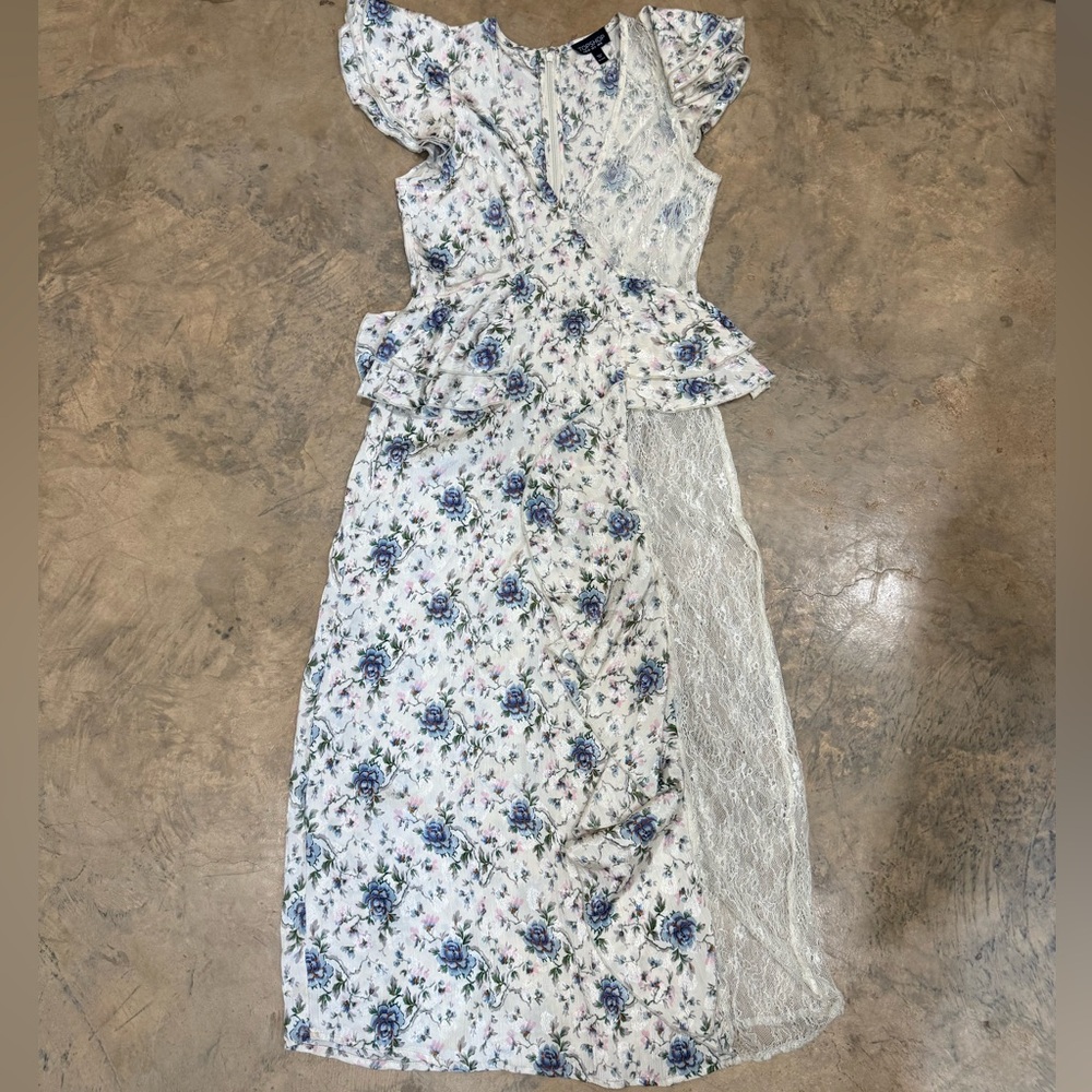 Floral Lace Panel Midi Dress
